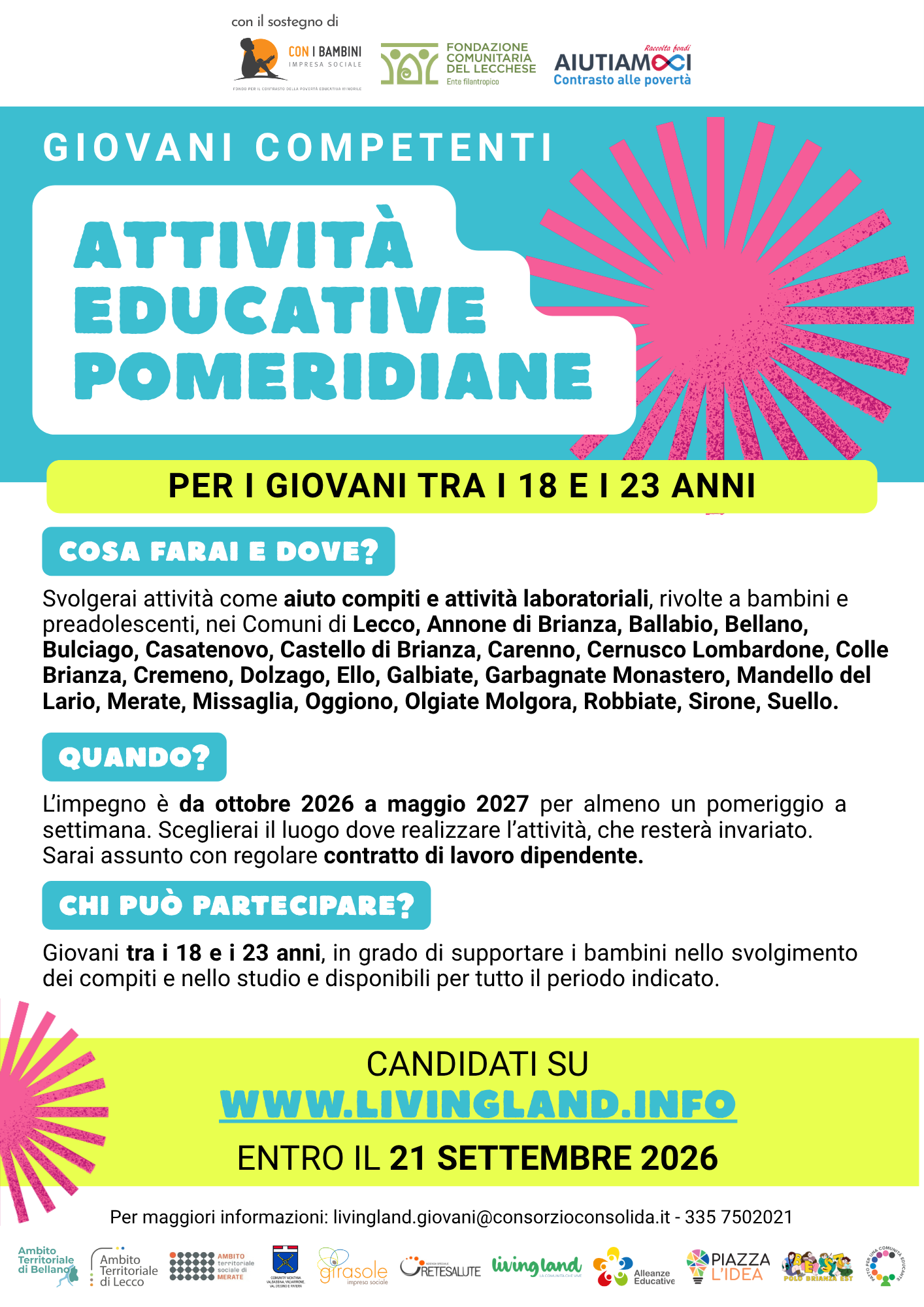 GIOVANI COMPETENTI
ATTIVITÀ EDUCATIVE POMERIDIANE
CON BAMBINI E RAGAZZI