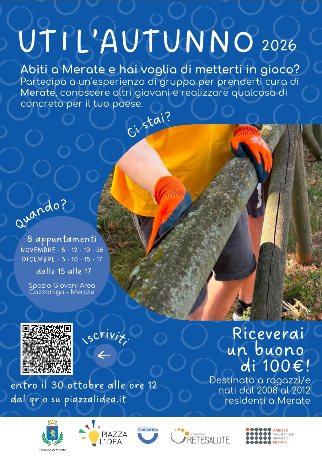 Al via le iscrizioni per il progetto Util’Autunno rivolto ai ragazzi nati dal 2008 al 2012.