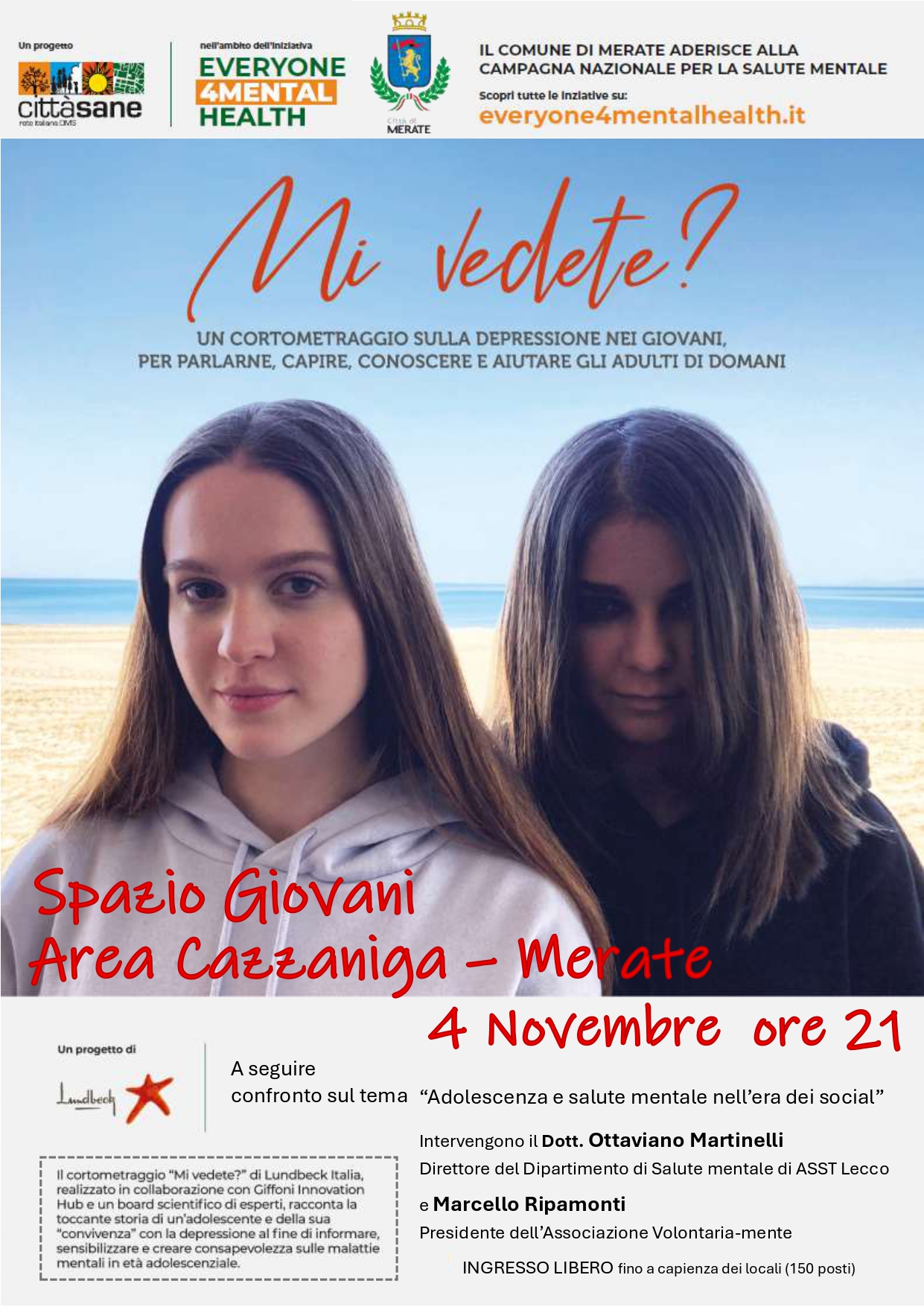 Mercoledi 4 novembre 2026, ore 21 una serata di incontro sul tema della depressione giovanile